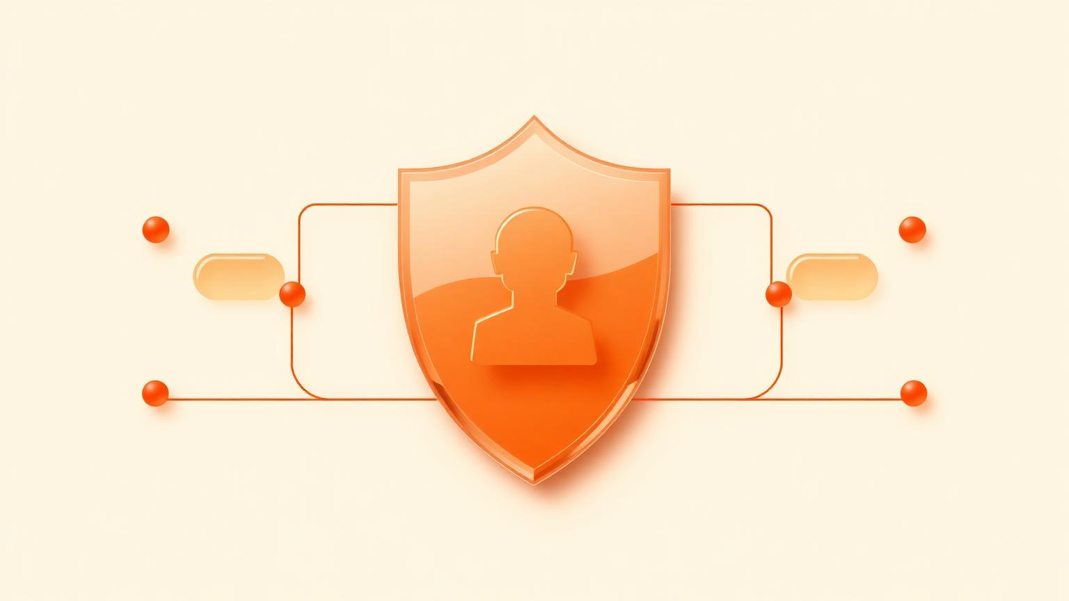 Glass shield with a profile glyph representing account security