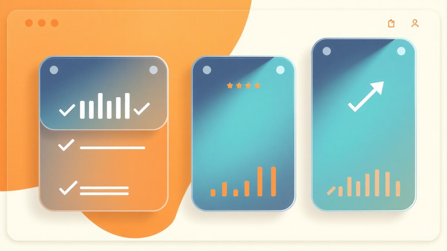 Creator dashboard panels showing review checkmarks and charts