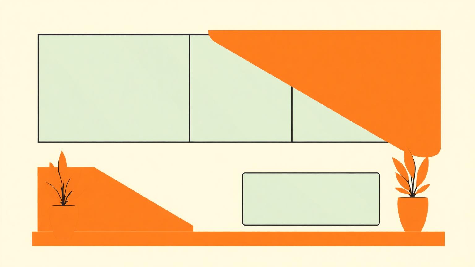 Abstract terracotta and glass shapes representing the Undiscovered One Newsroom